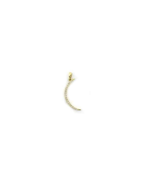 14K Gold Thin Diamond Crescent Moon Charm
