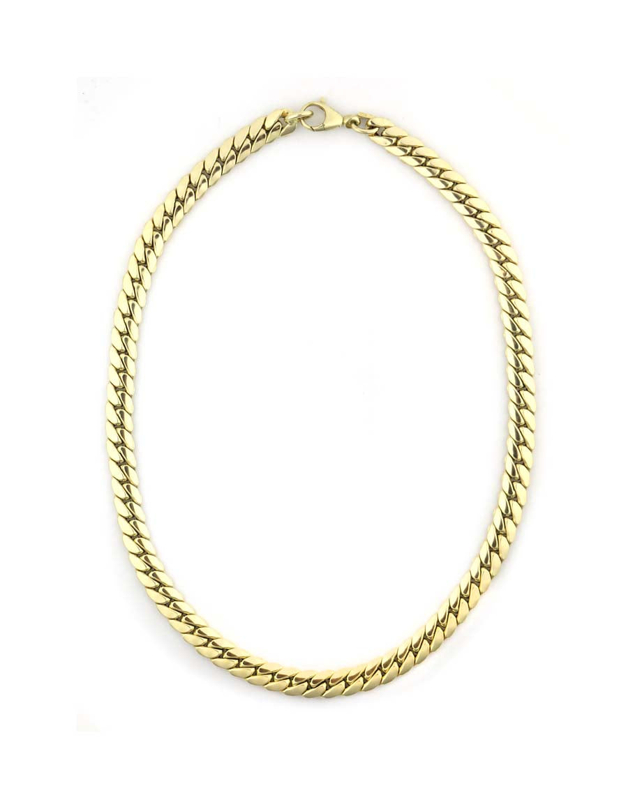 16" 14K Gold 7mm Flat Cuban Chain