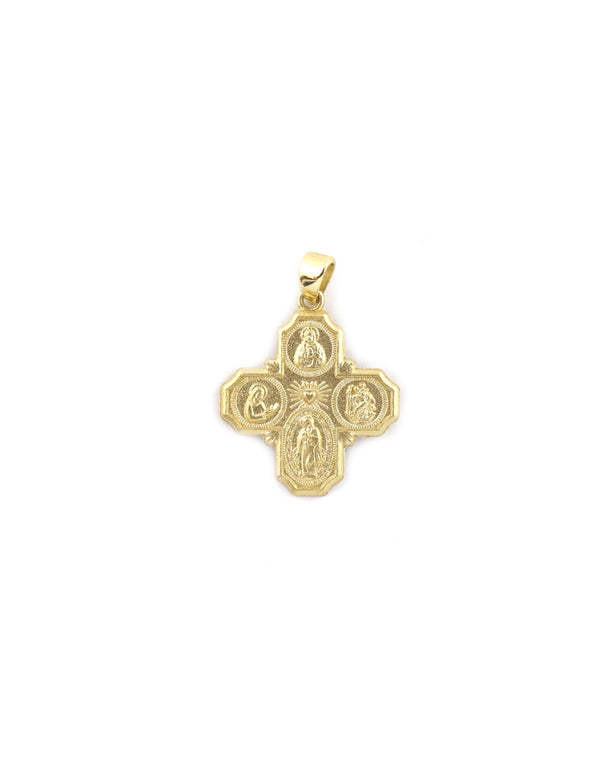 14K Gold Four Way Medal Cross Charm