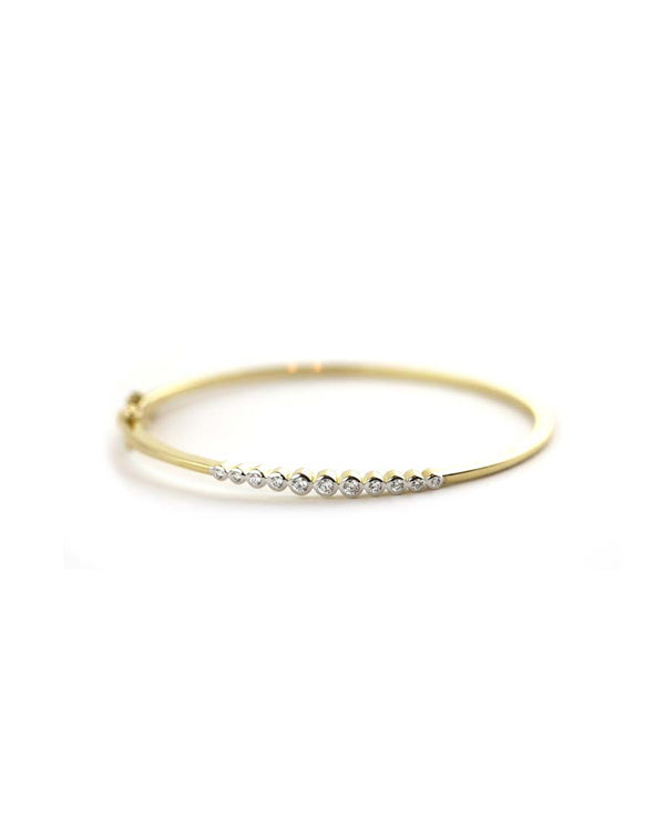 14K Gold Two Tone Graduated .31ct Diamond Bangle
