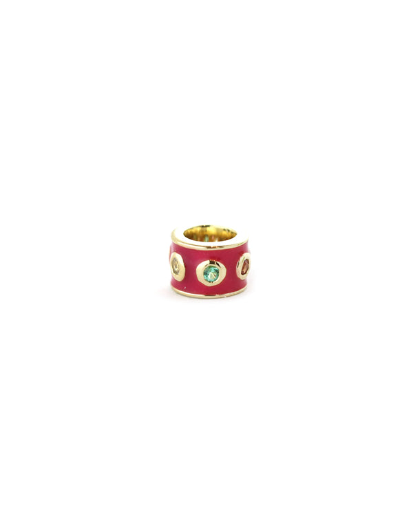 Mini 14K Gold Hot Pink Enamel Rainbow Sapphire Charm Spacer