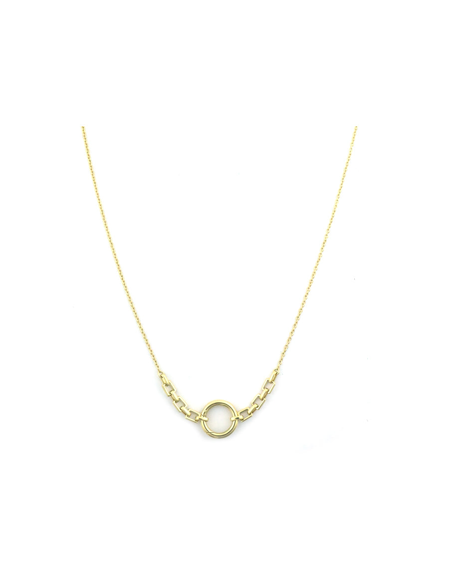 14K Gold Simple Link Chain Lock Necklace