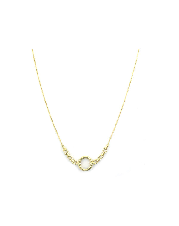 14K Gold Simple Link Chain Lock Necklace