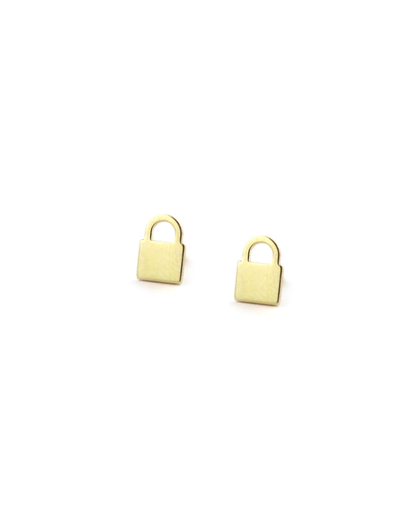 14K Gold Padlock Studs