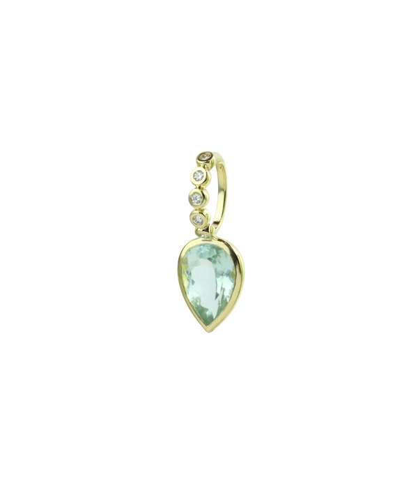 14K Gold 2.9ct Aquamarine Teardrop Charm Spacer