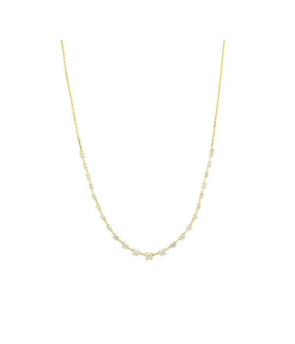 14K Gold 1.15ct Graduated Diamond & Bar Necklace