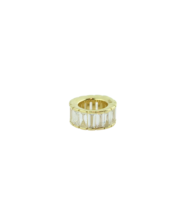 14K Gold Diamond Baguette Round Charm Spacer