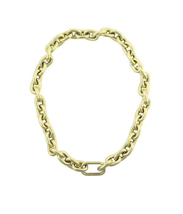 14K Gold Chunky Rounded Rectangle Link Lock Necklace