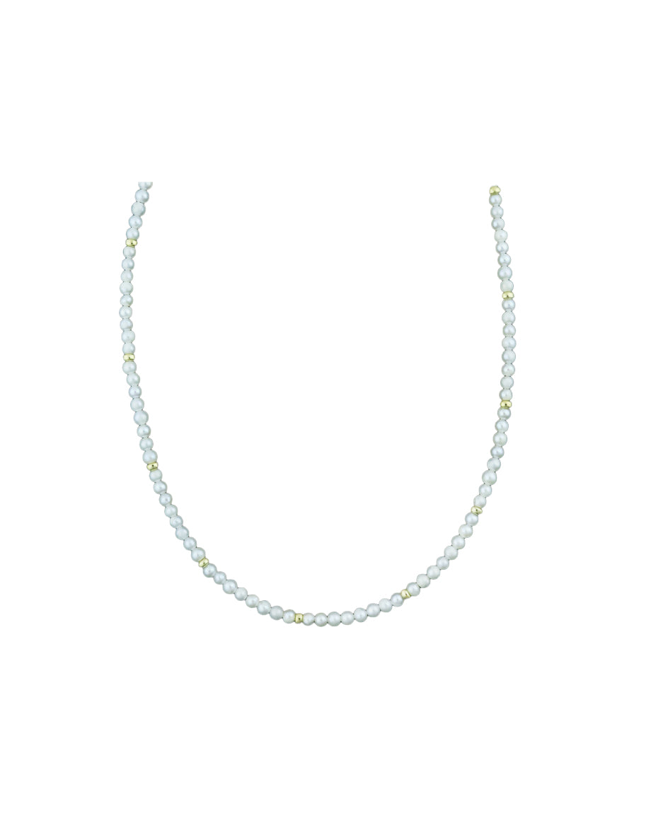 3mm Freshwater White Pearl Rondelle Necklace