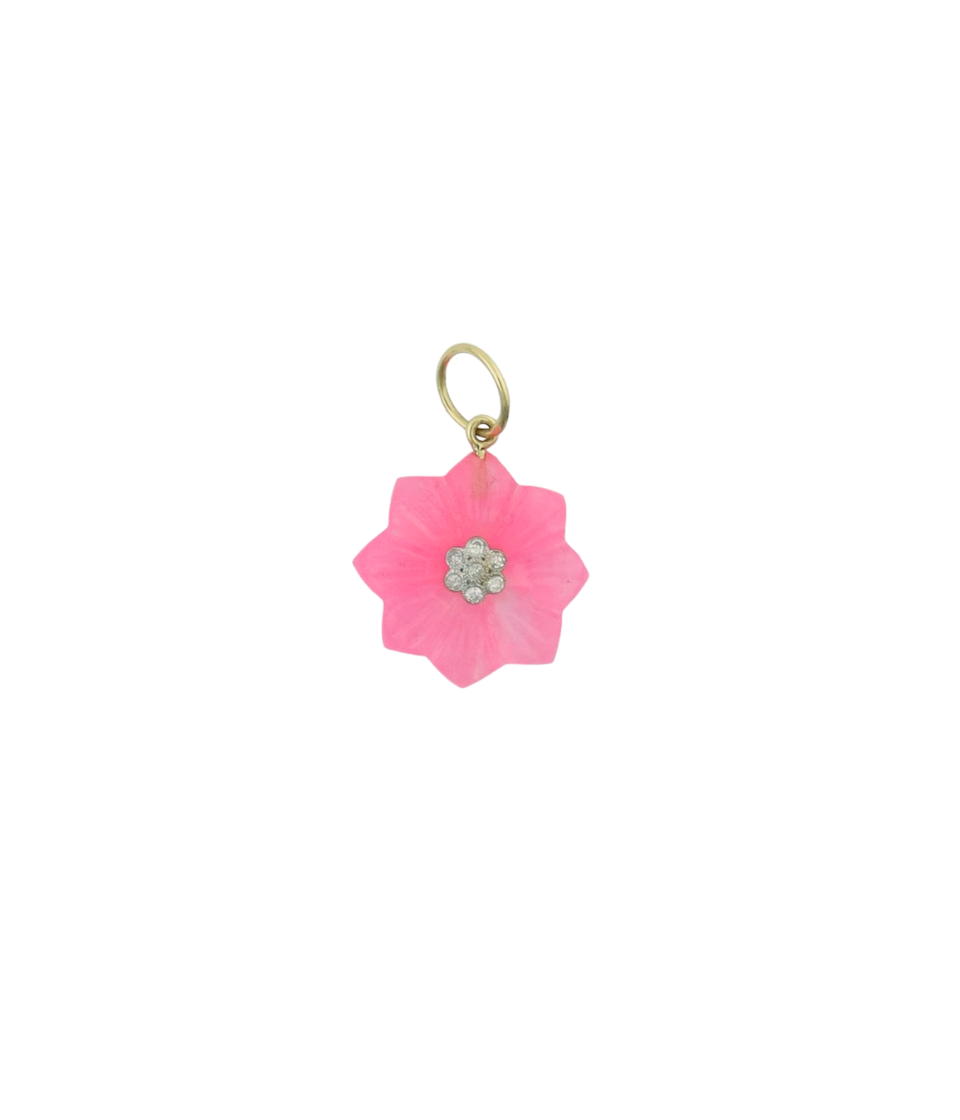 Small 14K Gold Pink Opal Diamond Flower Charm – J. Landa