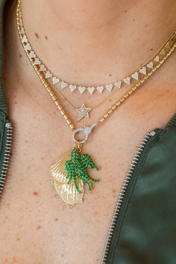 14K Gold Emerald Swallow Charm