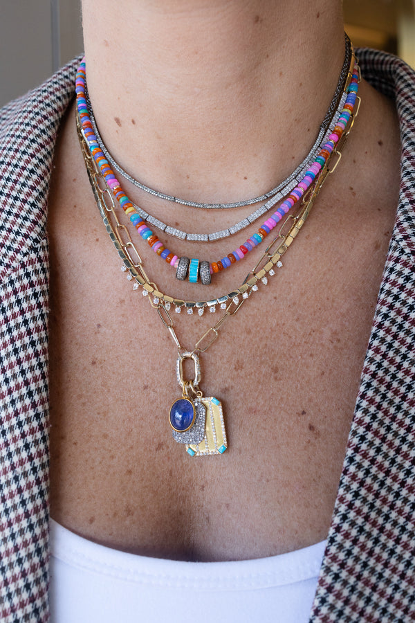 4mm Rainbow Opal Rondelle Necklace