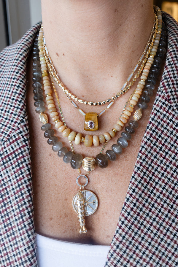 Natural Graduated Ethiopian Opal Rondelle Necklace