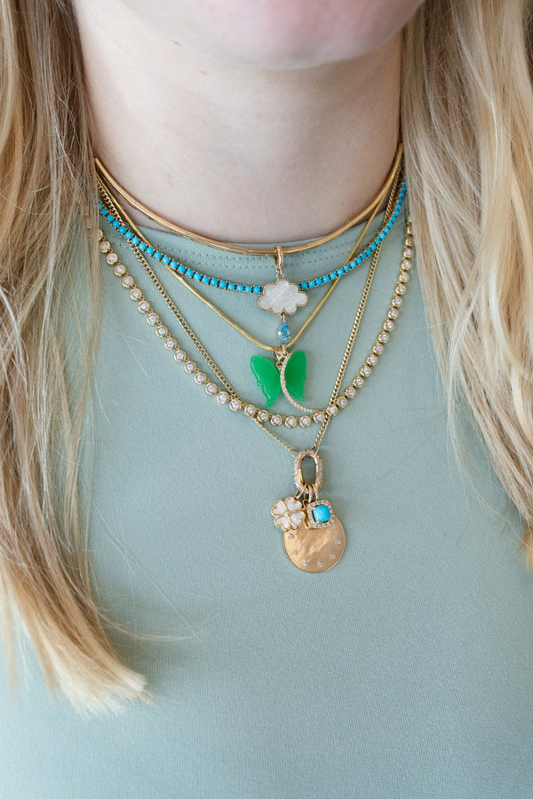 14K Gold Jade Butterfly Charm