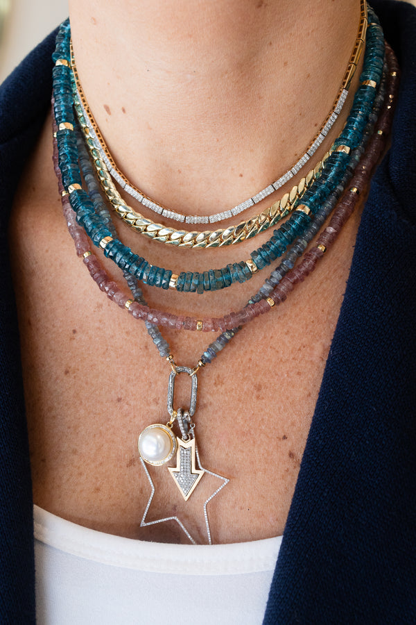 The Large Luxe Lexi Lock Necklace: 4mm Smooth Labradorite