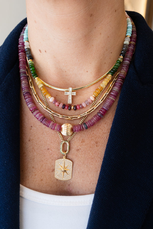 5mm Autumn Mixed Gem Rondelle Necklace