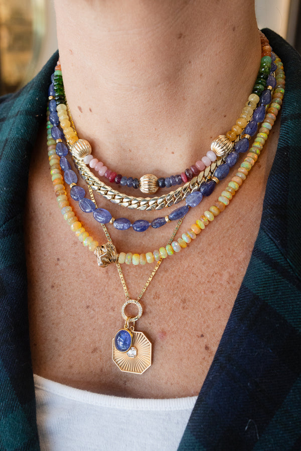 Ethiopian Opal Twisted Lantern Beaded Necklace