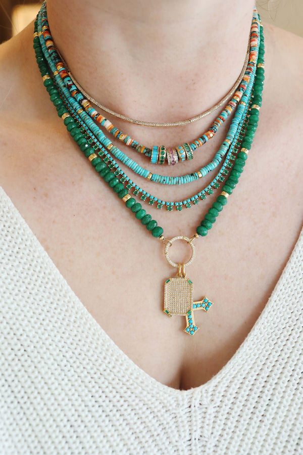 Lock Ready: Open Graduated Green Sapphire Rondelle Strand