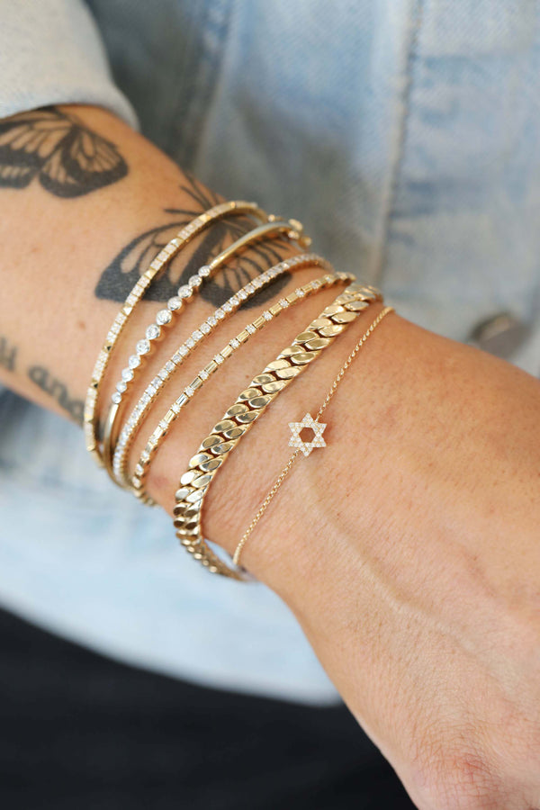 14K Gold Diamond Star of David Dainty Bracelet