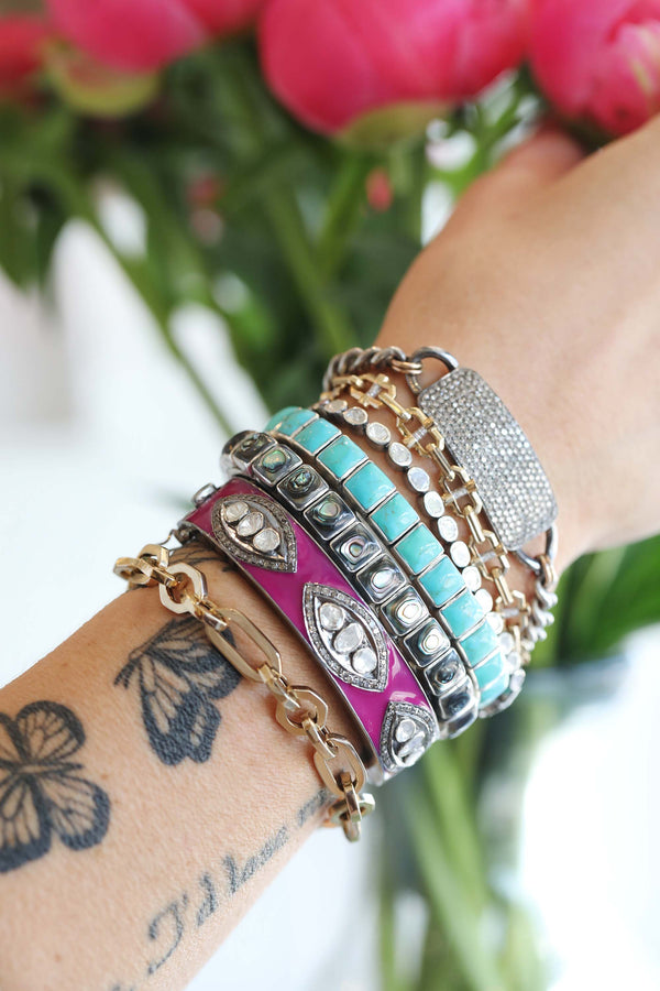 Federico Single Row Abalone Tile Cuff