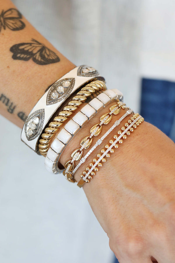 Federico Single Row Mother of Pearl Tile Cuff