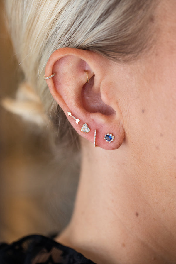 14K Gold Diamond Square Huggies