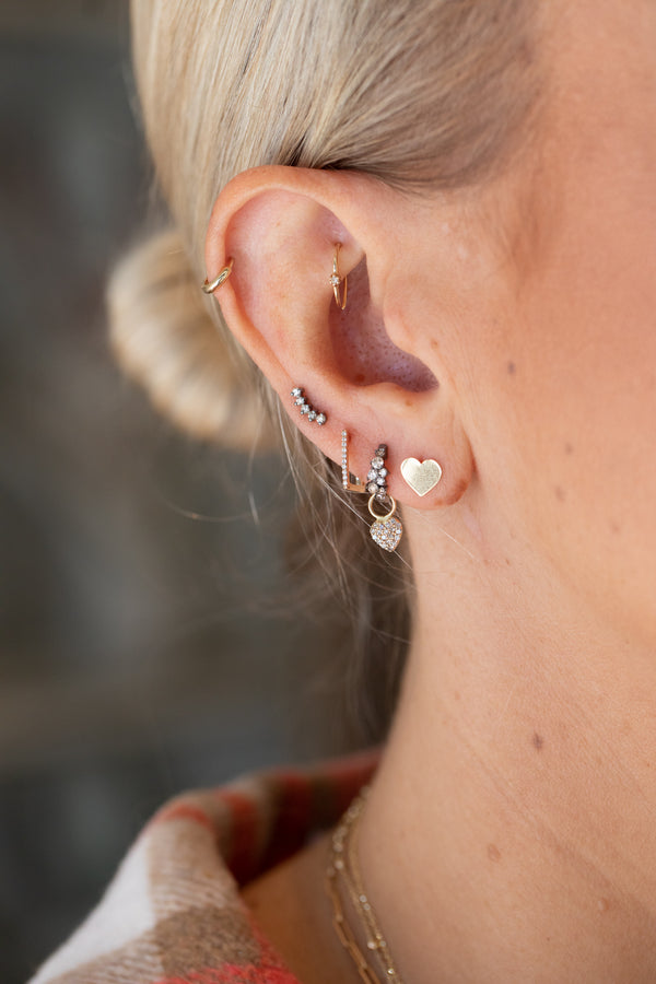 14K Gold Simple Shiny Heart Studs