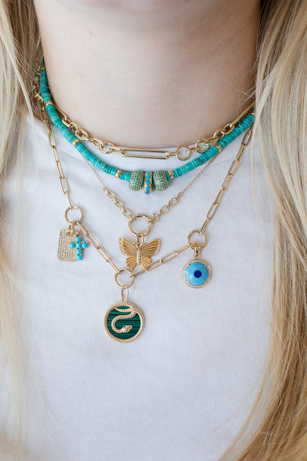 14K Gold Simple Link Chain Lock Necklace