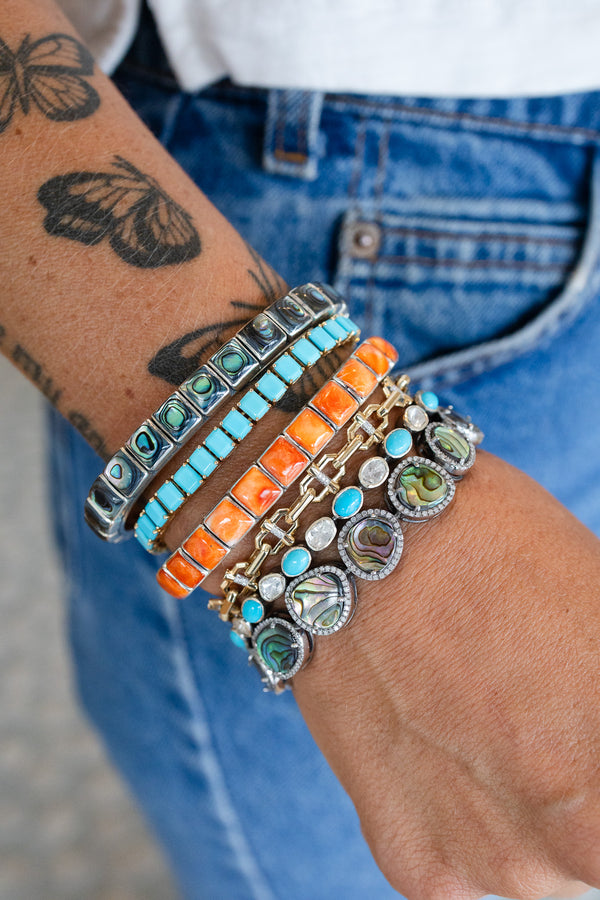 Silver Diamond Abalone Bracelet