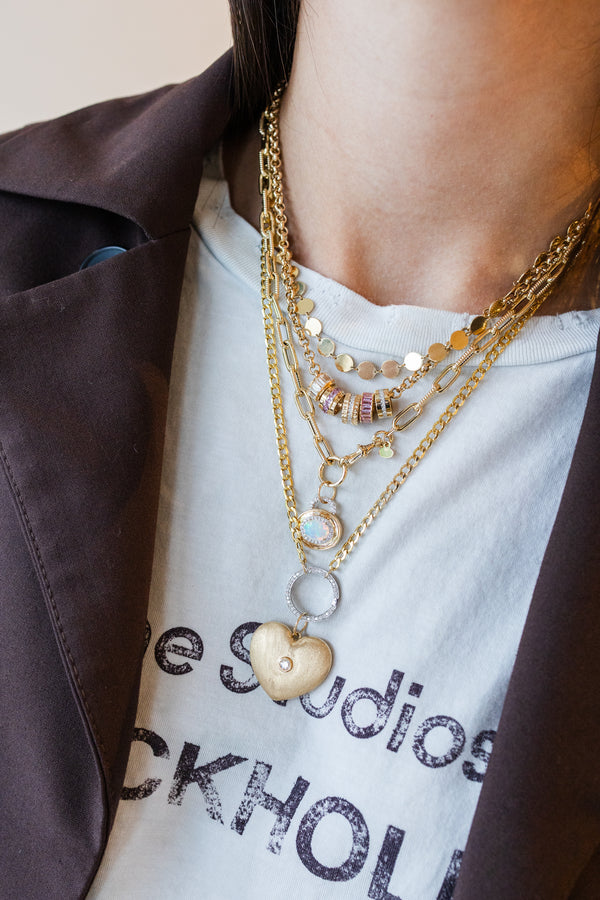 14K Gold Disco Disc Necklace