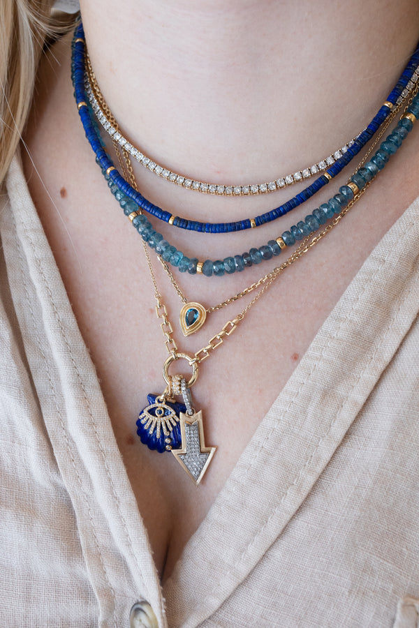 14K Gold Tiny Bottom Eyelash Evil Eye Charm