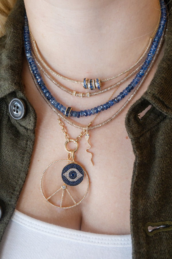 Champagne Zircon 14K Gold Snake Charm Necklace