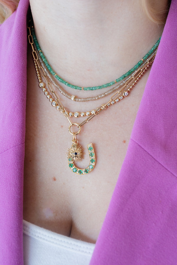 Champagne Zircon Baguette Diamond Spacer Necklace