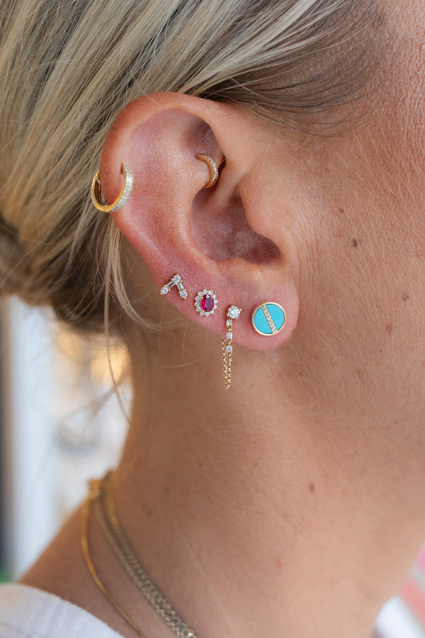 Small 14K Gold Mix Shape Diamond V Studs