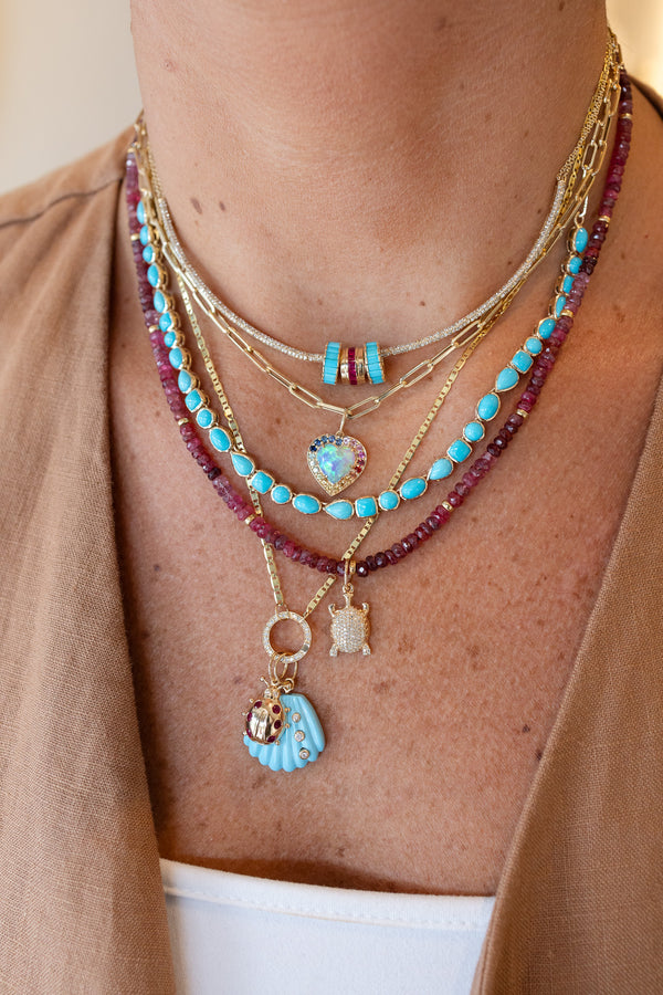 Small 14K Gold Ruby Ladybug Charm