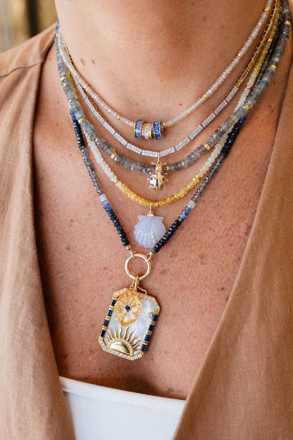 Small 14K Gold Blue Sapphire Ladybug Charm