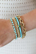 14K Gold Mix Shape Turquoise Tennis Bracelet