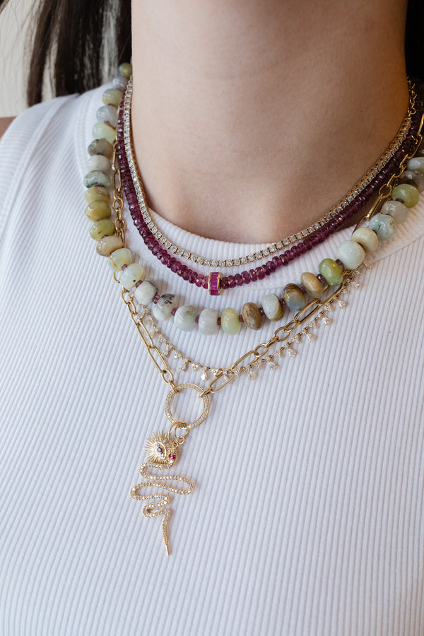 Faceted Plum Garnet Ruby 14K Spacer Necklace