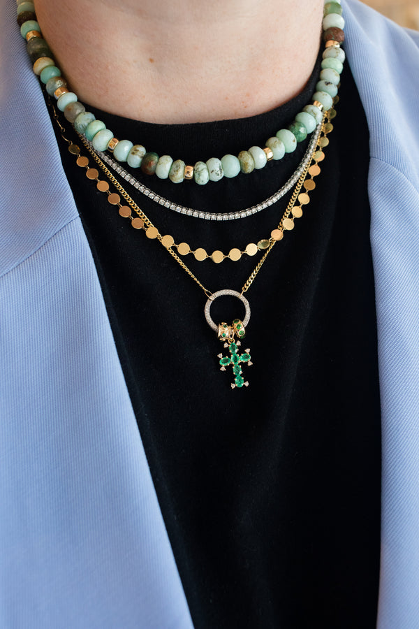 Tiny Barrel 14K Gold Emerald Spacer