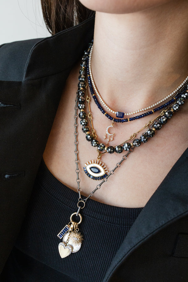 Inlaid Abalone Disco Ball Rondelle Necklace