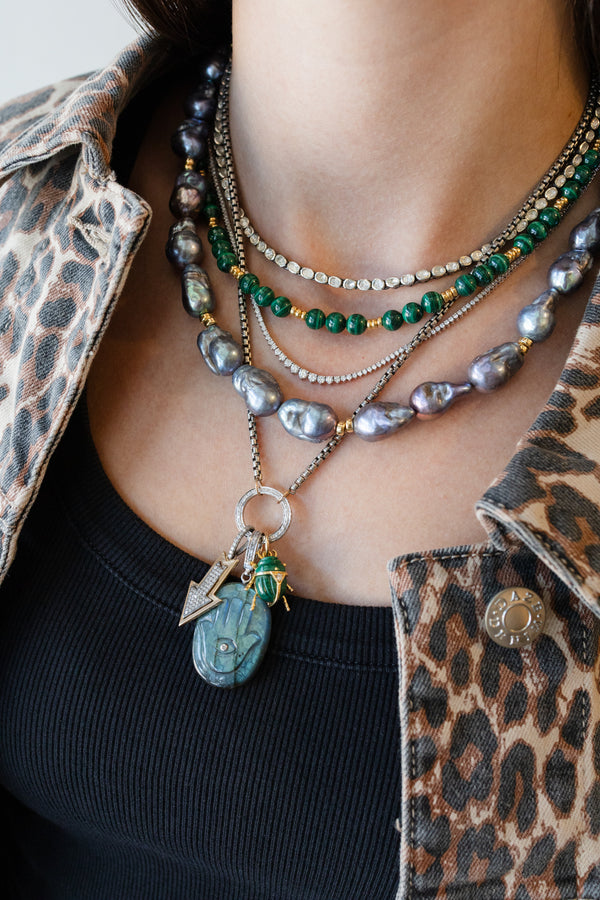 5mm Malachite Trio Rondelle Necklace