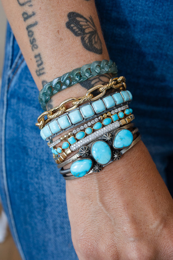 Stainless Steel Jade Cuban Bracelet