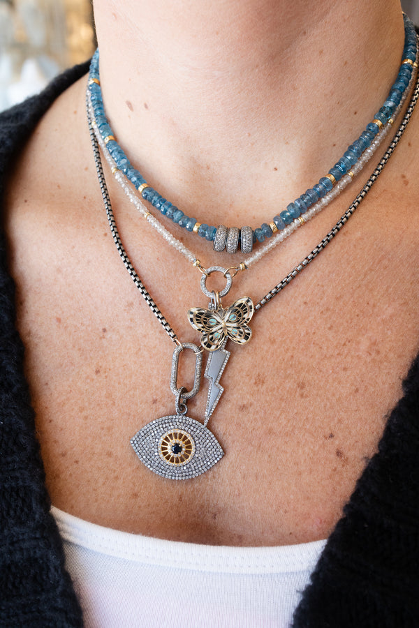 Large Luxe Lexi Lock Necklace: Silver Round Box Chain