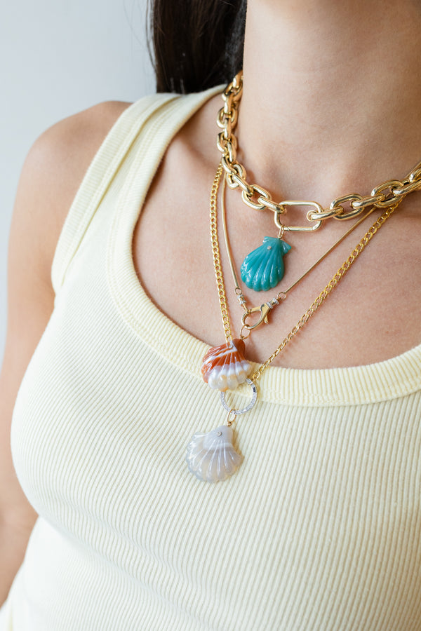 Teal Laguna Agate Scallop Shell Charm