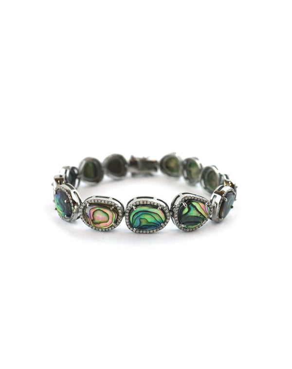 Silver Diamond Abalone Bracelet