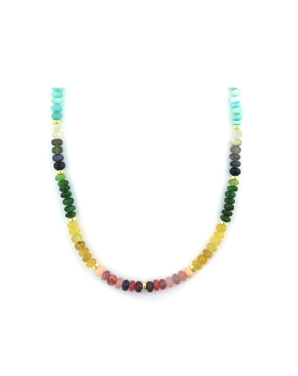 5mm Autumn Mixed Gem Rondelle Necklace