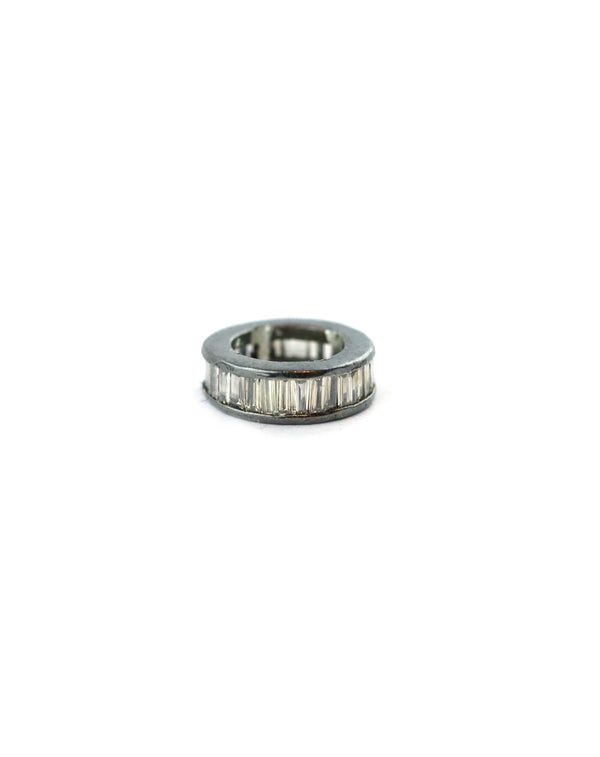10mm Silver Baguette Diamond Round Spacer