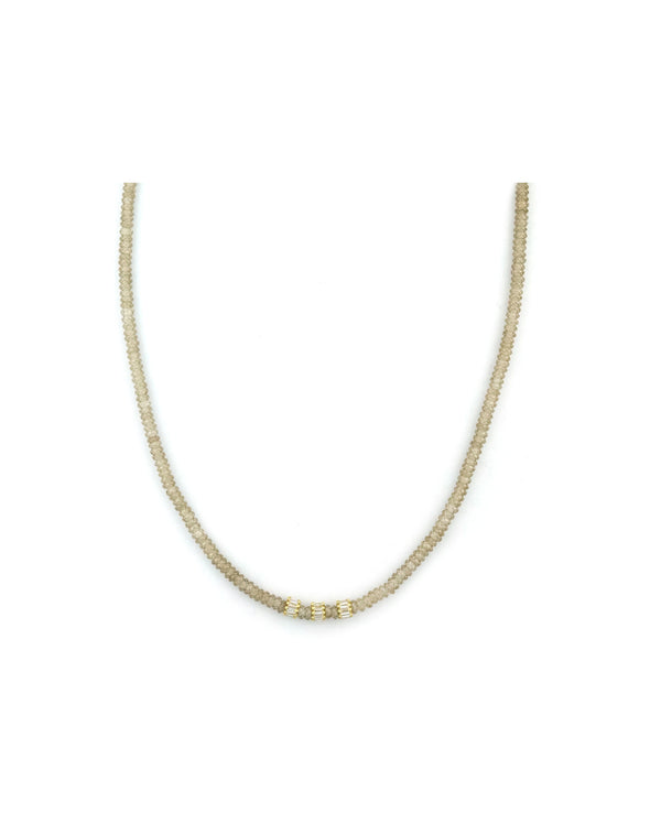 Champagne Zircon Trio Baguette Diamond Spacer Necklace
