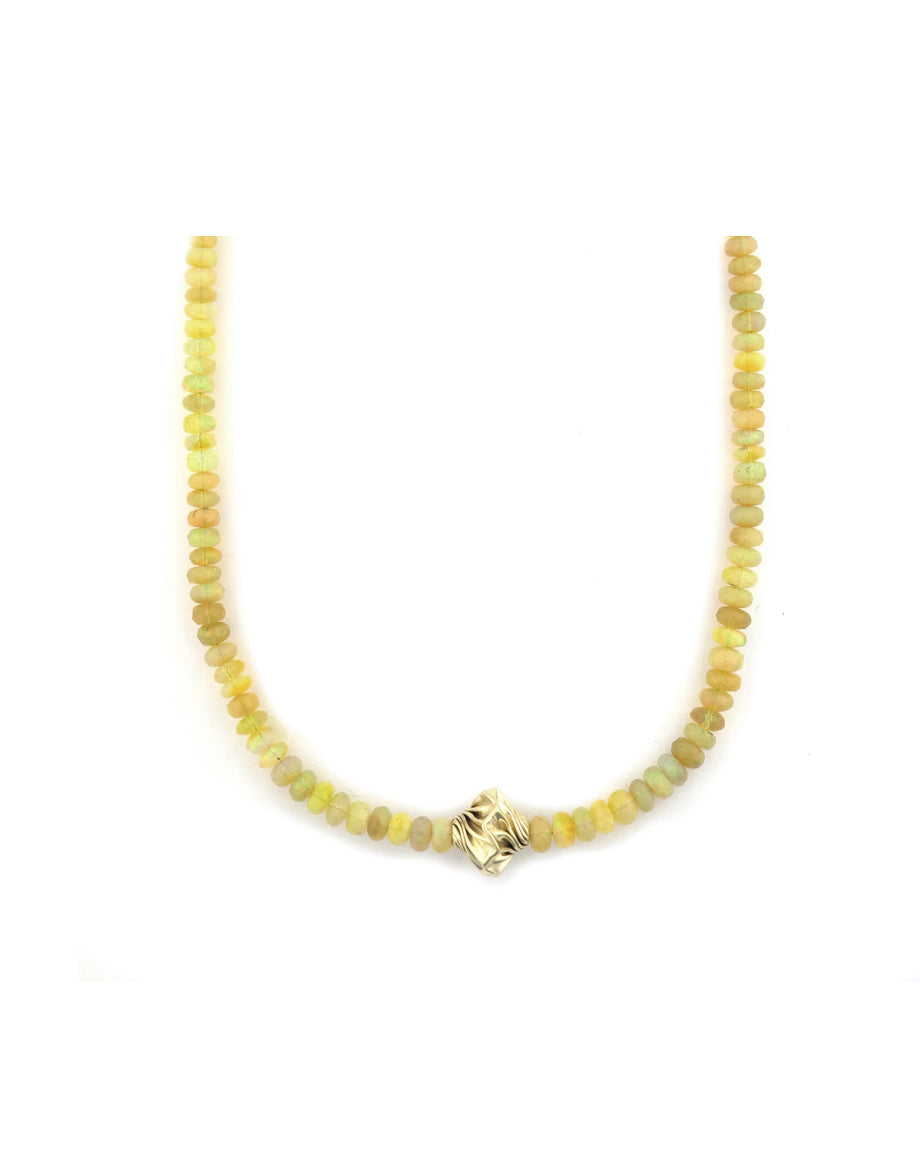 Ethiopian Opal Twisted Lantern Beaded Necklace