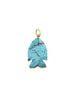14k Gold Carved Turquoise Fish Charm